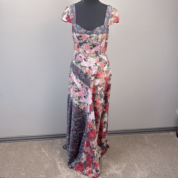 Free People La Fleur Maxi Dress Floral Pink Lace Patchwork Mix Print Romantic 6 - Picture 4 of 9